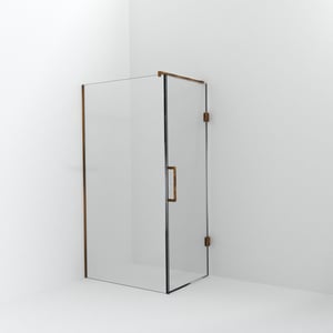 Balmani Modular douche à l'italienne avec porte: 110 x 200 cm avec porte 80 cm, Verre transparent avec coating, Profil Brushed Rosegold