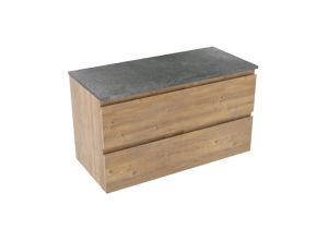 Linie Lado meuble salle de bains suspendu 100 x 46 cm chêne naturel avec Lado tablette simple ou double en mélaminé ardoise gris