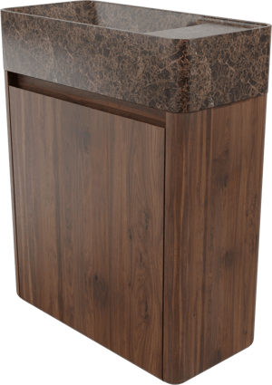 Balmani Fara hängendes WC-Möbel-Set, 45 x 22 cm, amerikanischer Nussbaum, mit Fara Waschtisch in Dark Emperador Marmor