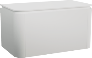 Balmani Moon meuble salle de bains suspendu 100 x 55 cm blanc mat avec Moon tablette simple en solid surface blanc mat