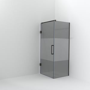 Balmani Modular inloopdouche met deur: 80 x 200 cm met deur 90 cm, Rookglas met matte strook met coating, Brushed GunMetal profielen