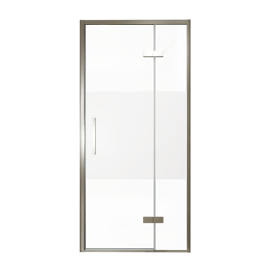 Balmani Senses Design Dusche Drehtür, Rechts, 100 cm x 210 cm, Klarglas mit mattiertem Streifen, Profil Brushed GunMetal