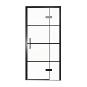Balmani Senses Design porte pivotante à droite 100 cm x 210 cm verre Lined, Profil noir