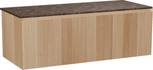 Balmani Idra hängendes Möbelstück Set: 135 x 55 cm, Naturbelassene Eiche, mit Stretto Einzel- oder Doppel Waschtischplatte, Marmor Dark Emperador