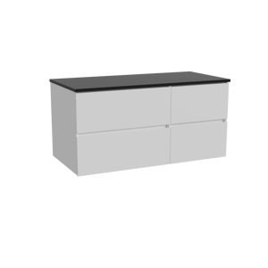 Storke Edge zwevend badmeubel 110 x 52 cm mat wit met Panton enkel wastafelblad in gepoedercoate mdf mat zwart