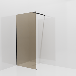 Balmani Modular inloopdouche: 100 x 200 cm, Brons glas, Mat zwarte profielen