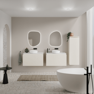 Balmani Eclips Badmöbel Set mit Eclips Waschtischplatte für Aufsatzwaschbecken