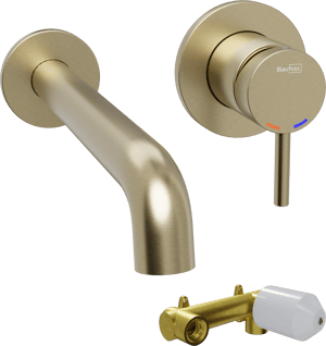 Blaufoss Round robinet de lavabo à encastrer Brushed Champagne Gold incl élément intégré