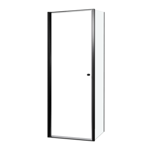 Luca Varess Kuresa coin-douche porte pivotante avec paroi latérale fixe 80 x 90 x 200 cm verre transparent et profil noir mat