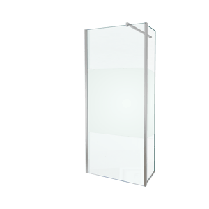 Balmani Move Walk-In-Dusche mit beweglicher Seitenwand 90 x 200 cm Klarglas mit mattiertem Streifen, inklusive Coating, glänzend, chrom Profil