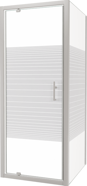 SanyOne Anton Eckdusche Drehtür mit fixierter Seitenwand, 80 x 90 cm, Streifglas, Profil Weiß