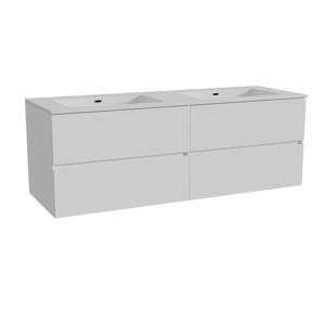 Storke Edge zwevend badmeubel 150 x 52 cm hoogglans wit met Diva dubbele wastafel in composietmarmer hoogglans wit