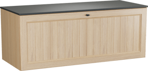 Balmani Lemon zwevend badkamermeubel 135 x 55 cm, fineer natuur eik met Stretto enkel of dubbel tablet in graniet zwart