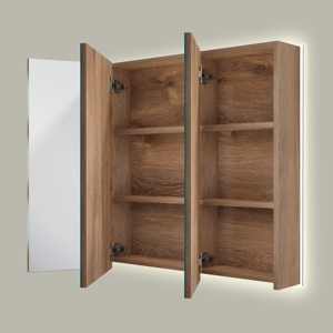 Linie Montro armoire de toilette lumineuse 100 x 75 cm chêne brun