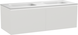 Balmani Idra zwevend badmeubel 135 x 55 cm mat wit met Tablo Arcato dubbele wastafel in solid surface mat wit