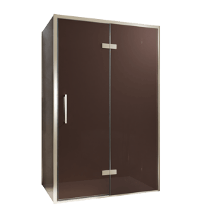 Balmani Senses Design douchecabine met rechtse draaideur en vaste zijwand, 120 x 90 cm, Brons, Brushed CoolMetal profielen, met coating