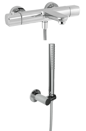 Blaufoss Boris robinet de bain robinet thermostatique montage mural extérieur chrome brillant