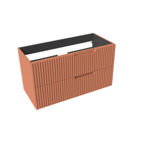 Linie Ribbo zwevende wastafelonderkast 100 x 46 cm cotto 2 lades