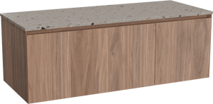 Balmani Idra meuble salle de bains suspendu 135 x 55 cm noyer avec Stretto tablette simple ou double en terrazzo greige terrazzo