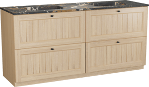 Balmani Lemon staand badmeubel 180 x 55 cm, fineer naturel eiken met Tablo Arcato dubbele wastafel in portoro gold