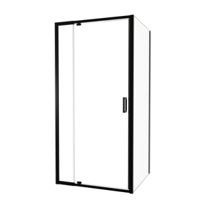 Luca Varess Vidor Telescope douchehoek met draaideur en vaste zijwand 100 x 90 cm helder glas mat zwart profiel