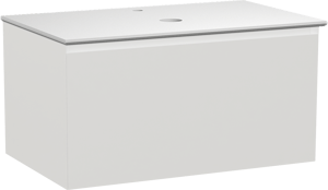 Balmani Idra by Mitra meuble salle de bains suspendu 90 x 55 cm blanc mat avec Facetta tablette simple en solid surface blanc mat
