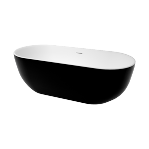 Luca Varess Mercuria Ovale Freistehende Badewanne: 170 x 76 cm, Acryl, Schwarz matt