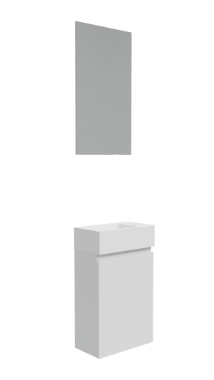 Linie Lado composition de meuble de toilette blanc brillant avec plan marbre composite 40x22cm