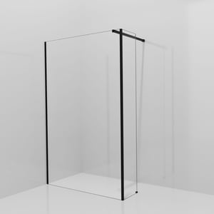 Balmani Modular Walk-In Dusche mit fester Seitenwand: 130 x 200 cm, Klarglas, Profil Schwarz matt