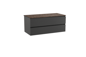 Balmani Lucida meuble salle de bains suspendu 120 x 55 cm chêne noir avec Stretto tablette simple ou double en marbre dark emperador