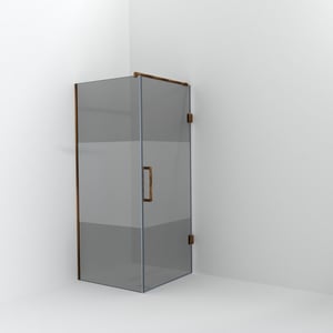 Balmani Modular douche à l'italienne avec porte: 90 x 200 cm avec porte 90 cm, Verre fumé avec bande matte avec coating, Profil Brushed Rosegold