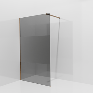 Balmani Modular inloopdouche: 120 x 200 cm, Rookglas met matte strook met coating, Brushed Rosegold profielen