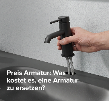 Bild von x²o Badezimmer, das eine Hand zeigt, die einen schwarzen Wasserhahn über einer Spüle austauscht, verwendet als Headerbild für einen Blog über das Ersetzen eines Wasserhahns.