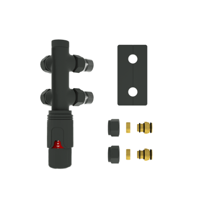 Vipera Lungo set de robinets thermostatique connexion coudée à 90° anthracite mat