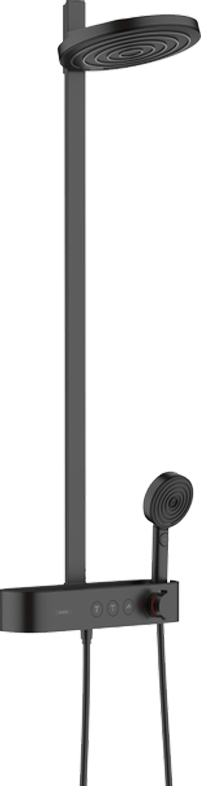 Hansgrohe Pulsify Regendusche Duschsystem mit Thermostatbatterie: Wandmontage, Schwarz Matt