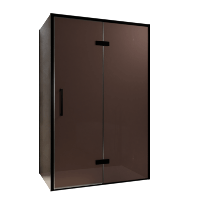 Balmani Senses Design douche d'angle avec porte pivotante à droite et paroi latérale fixe, 120 x 80 cm, Bronze, Profil noir