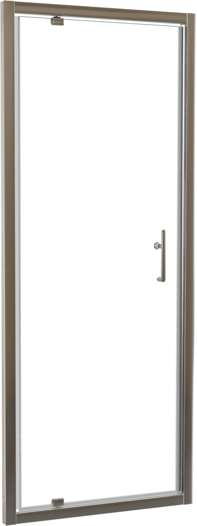 Linie Cadiz porte pivotante 80 cm x 190 cm verre transparent profil chrome brossé