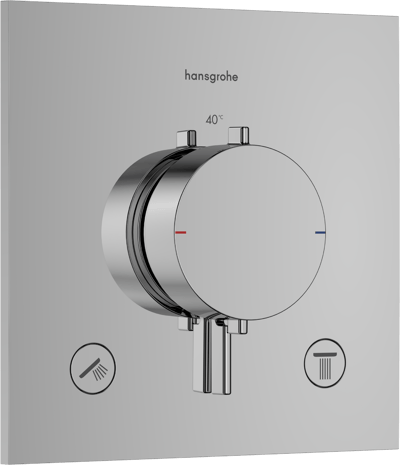 Hansgrohe Ecostat Comfort E Thermostat-Duscharmatur: Unterputz, für 2 Verbraucher, Chrom glänzend