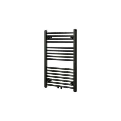 Vipera Kanza Handtuchheizkörper: 50 x 80 cm, Zentralheizung, Schwarz matt, Seiten- & Mittelanschluss, 448W