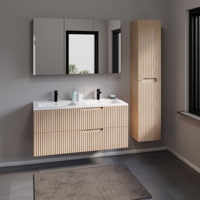 Linie Ribbo colonne salle de bains suspendu chêne clair 35 x 30 x 170 cm