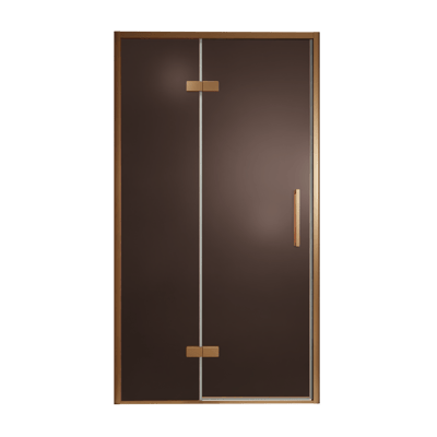 Balmani Senses Design douche draaideur links 120 cm x 210 cm Brons glas, Brushed Rosegold profielen