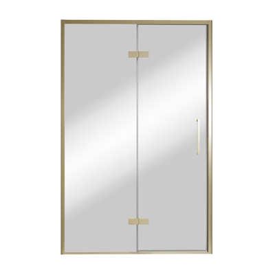 Balmani Senses Design Dusche Drehtür, Links, 140 cm x 210 cm, Reflex-Spiegelglas, Profil Brushed Champagner Gold