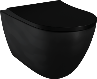 Luca Varess Vinto wc suspendu noir mat bride de rinçage ultra-fine avec abattant fin