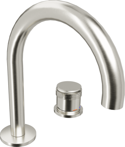 Blaufoss Pavilion Curve Waschbecken Armatur: Brushed Coolmetal