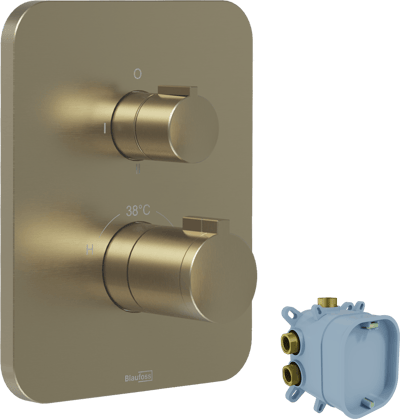 Blaufoss Smartbox Softline thermostat de douche encastré 2 ou 3 évacuations Brushed Champagne Gold incl élément intégré