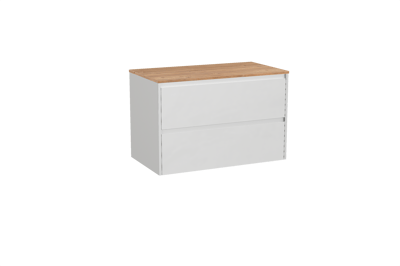 Storke Seda meuble salle de bains suspendu 95 x 52 cm blanc mat avec Panton tablette simple en mélaminé chêne brut