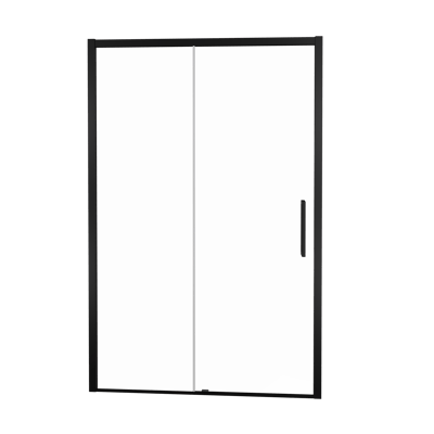 Balmani Senses Design Dusche Schiebetür, umkehrbar, 160 cm x 210 cm, Klarglas, Profil Schwarz