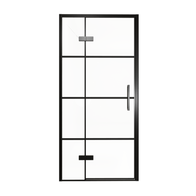 Balmani Senses Design Dusche Drehtür, Links, 100 cm x 210 cm, Lined, Profil Schwarz