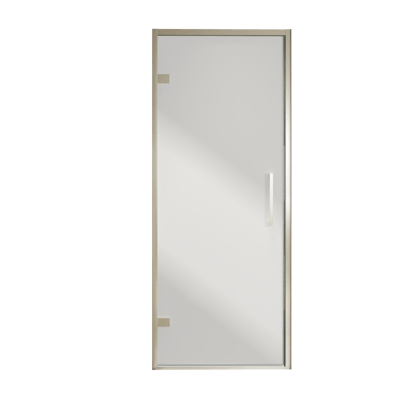 Balmani Senses Design Dusche Drehtür, Links, 90 cm x 210 cm, Reflex-Spiegelglas, Profil Brushed CoolMetal