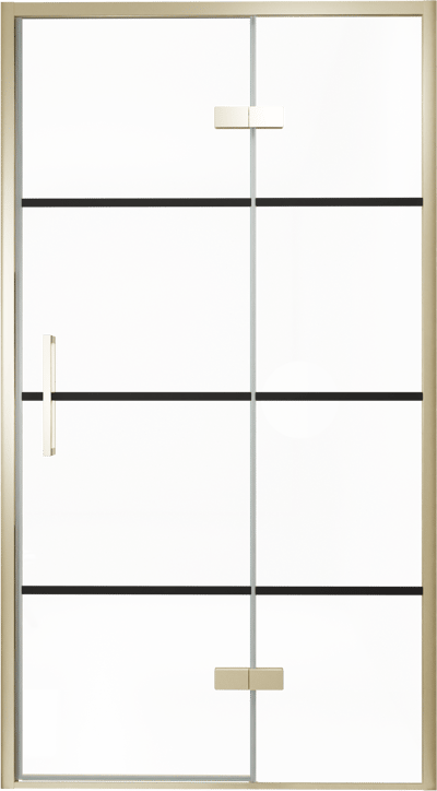 Balmani Senses Design porte pivotante à droite 120 cm x 210 cm verre Lined, Profil Brushed Champagne Gold